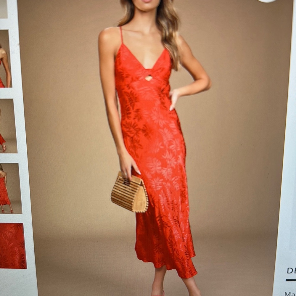 Lulus Red twist front midi dress
